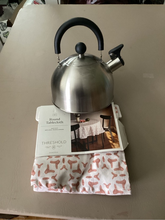 Threshold Other - Threshold Stainless Steel Whistling Kettle with Black Handle and Knob - Silver